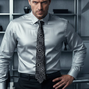 Cravate Mariage chic argent et noir brillant