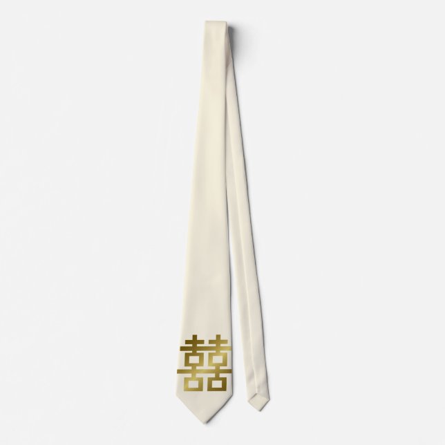 Cravate Mariage chinois Double Bonheur simple et minimalis (Devant)