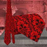 Cravate Mariage damassé florale rouge et noire<br><div class="desc">Cravate mariage damassé rouge vif et noir floral.</div>
