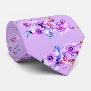 Cravate Mariage d'aquarelle florale pourpre