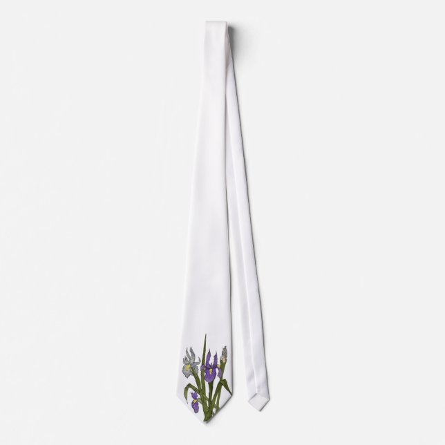 Cravate Mariage d'aquarelle violet et bleu Iris (Devant)