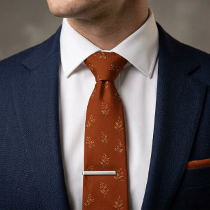 Cravate Mariage d'automne botanique orange brûlé de luxe