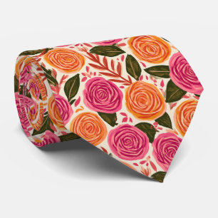 Cravate Mariage d'automne petit ami motif rose