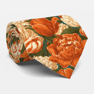 Cravate Mariage de Fête des Pères Fleur de Tulipe Imprimée