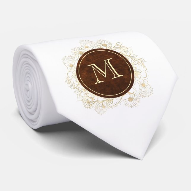 Cravate Mariage de Garçon d'Honneur Monogramme Rustique (Roulé)