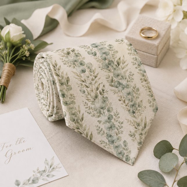 Cravate Mariage de jardin à la sauge d'eucalyptus (Créateur téléchargé)