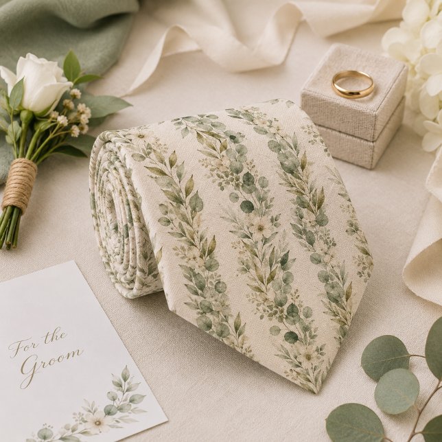Cravate Mariage de Jardin à la Sauge et à l'Eucalyptus (Créateur téléchargé)