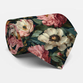 Cravate Mariage de Jardin Floral de Pivoine Rose et Ivoire