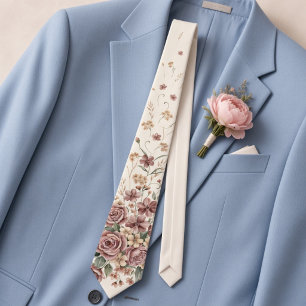 Cravate Mariage de printemps romantique aux fleurs roses p