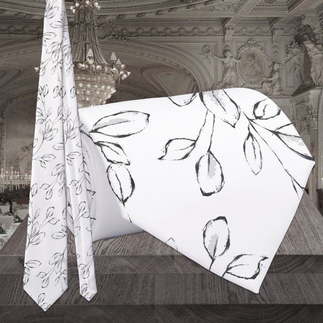 Cravate Mariage de verdure blanc Eucalyptus (Créateur téléchargé)