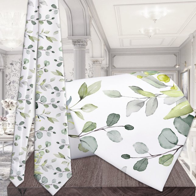 Cravate Mariage de verdure blanc Eucalyptus (Créateur téléchargé)