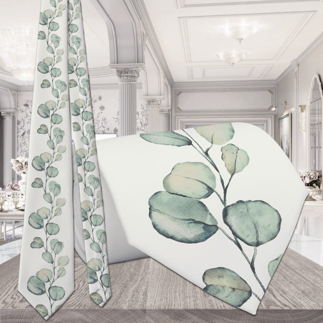 Cravate Mariage de verdure d'eucalyptus vert sauge (Créateur téléchargé)