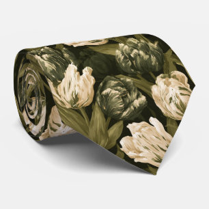 Cravate Mariage d'été de mari à motif de tulipe