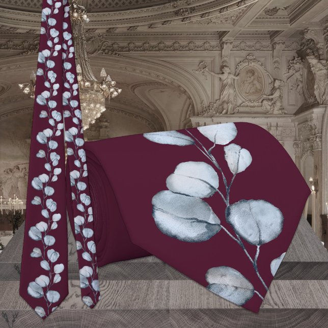 Cravate Mariage d'Eucalyptus Bleu Dusty (Créateur téléchargé)