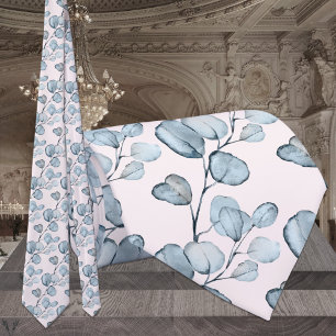 Cravate Mariage élégant en rose pâle et eucalyptus bleu po