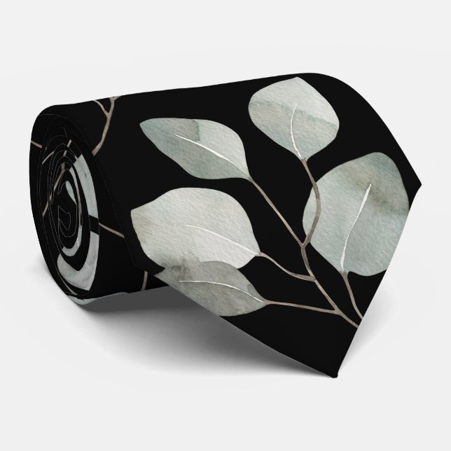 Cravate Mariage élégant eucalyptus Dollar argenté (Roulé)