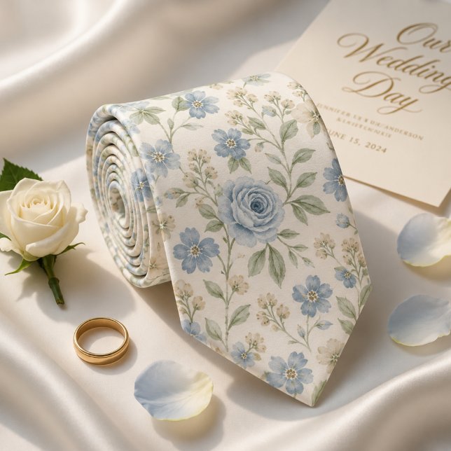 Cravate Mariage élégant pastel bleu poussiéreux (Créateur téléchargé)