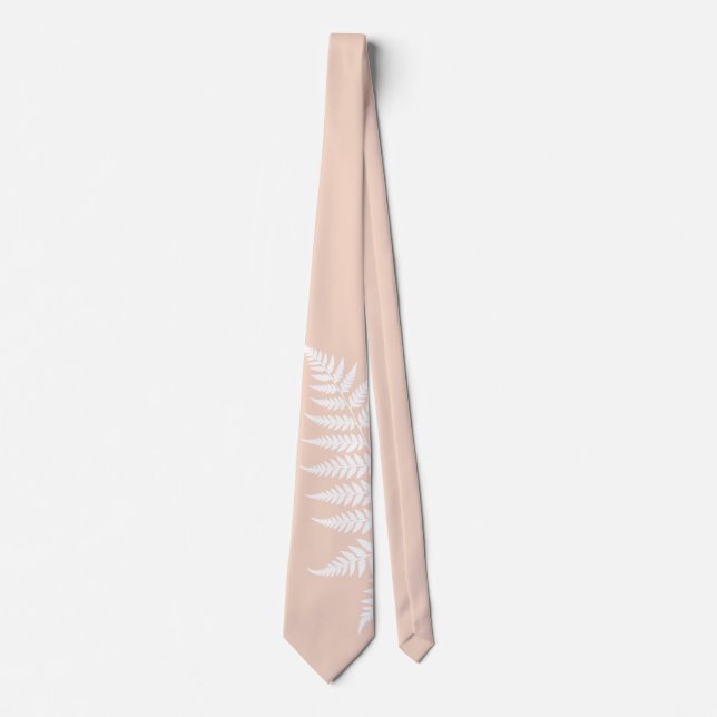 Cravate Mariage Élégant Soft Peach White Fern Simplement É (Devant)