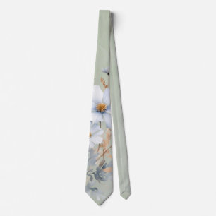 Cravate Mariage Fleur sauvage bleu foncé Sage Green