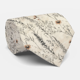 Cravate Mariage Fleur sauvage du Jardin Peach Daisy