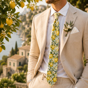 Cravate Mariage Floral au Citron d'Amalfi