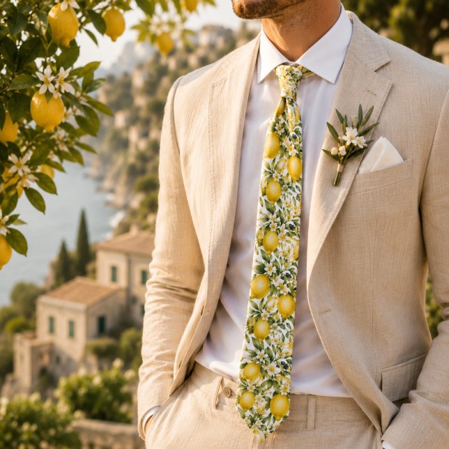 Cravate Mariage Floral au Citron d'Amalfi (Créateur téléchargé)