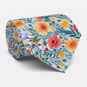 Cravate Mariage Floral Bleu