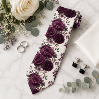 Cravate Mariage Floral Luxueux Rose et Dahlia