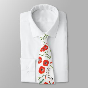 Cravate Mariage floral rouge pavot