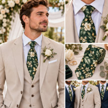 Mariage floral vert forêt foncé ivoire or