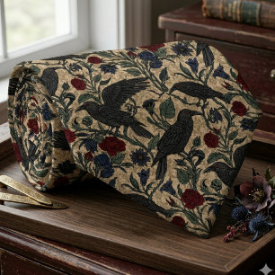 Cravate Mariage Floral Vintage Corbeau Gothique