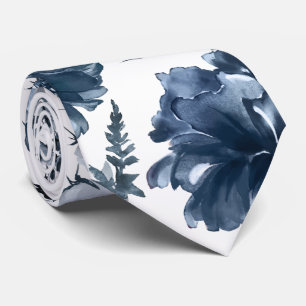 Cravate Mariage Florales de Jardin Bleu Marine