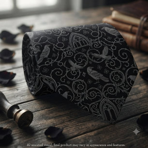 Cravate Mariage gothique noir esthétique victorien corbeau