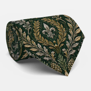 Cravate Mariage hivernal baroque de luxe Émeraude