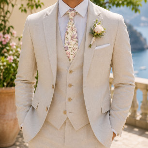 Cravate Mariage Jardin Anglais Rose Pivoine Rosée