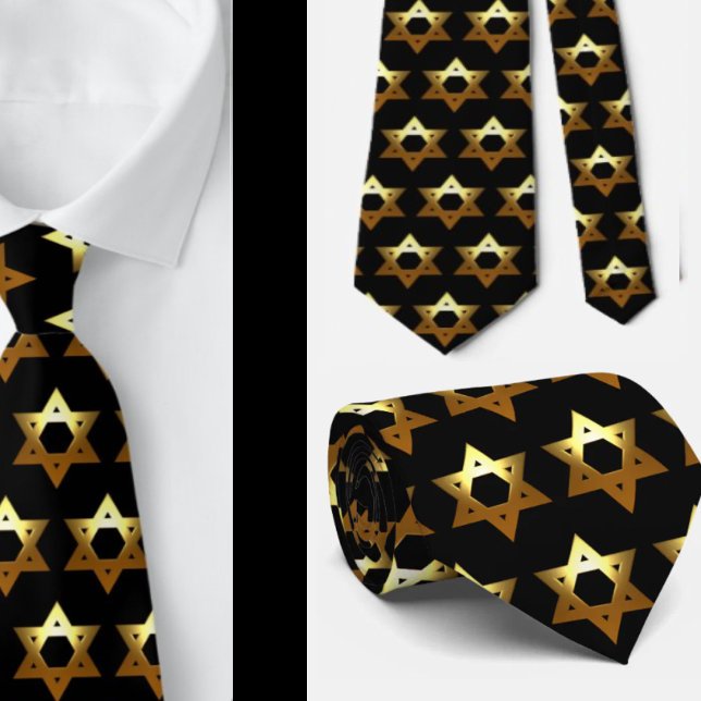 Cravate Mariage juif noir et or Formel Étoile de David (Créateur téléchargé)