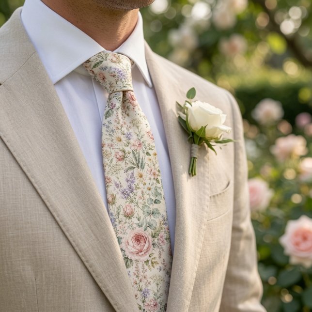 Cravate Mariage Luxueux aux Roses de Jardin (Créateur téléchargé)