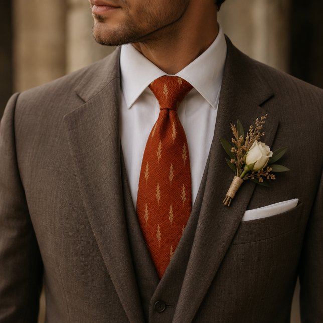 Cravate Mariage Luxueux Herbe de Pampas Terracotta (Créateur téléchargé)