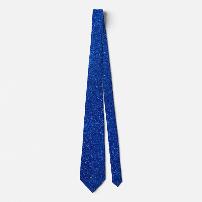 Cravate Mariage moderne de la fête des pères bleu paillett (Devant)