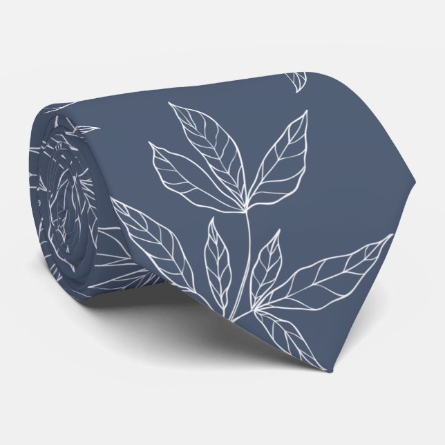 Cravate Mariage Moderne Gris Poussiéreux Navy & Blanc Paeo (Roulé)