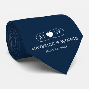Cravate Mariage Moderne Minimaliste Élégant Bleu Marine Pr