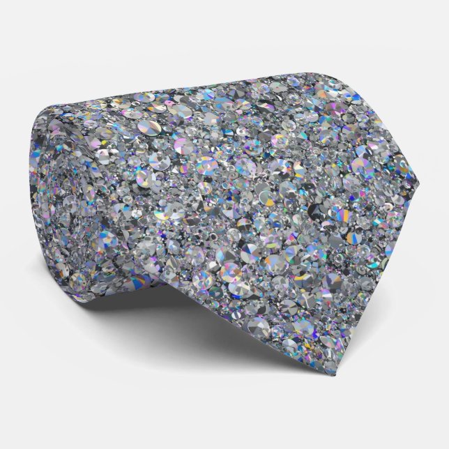 Cravate Mariage Paillettes Brillant Argent  (Roulé)