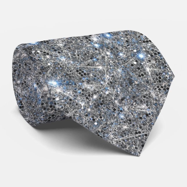 Cravate Mariage Paillettes Brillant Argent  (Roulé)