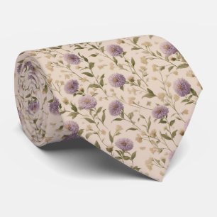 Cravate Mariage personnalisé aux fleurs sauvages lavande v