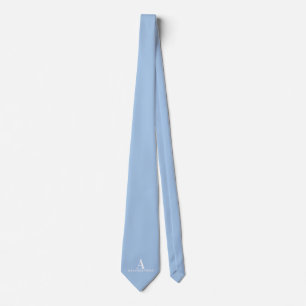 Cravate Mariage Personnalisé Dusty Blue Monogramme & Nom