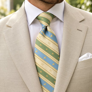 Cravate Mariage Pistache Bleu et Jaune Beurre