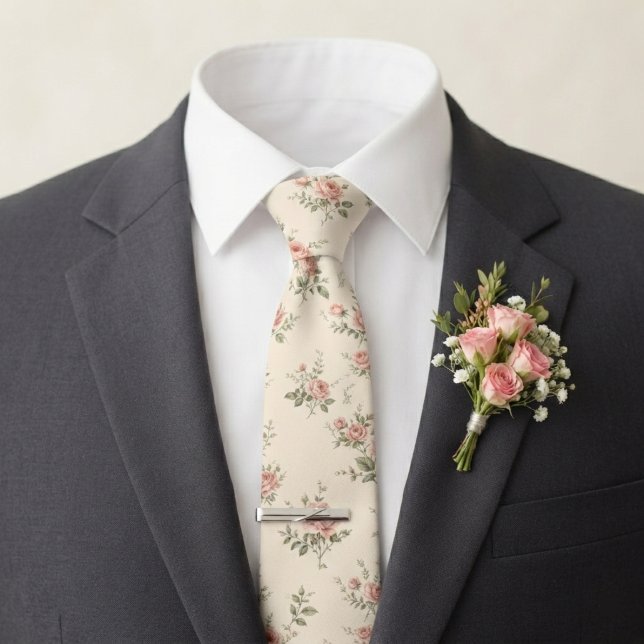 Cravate Mariage Rose Pâle et Vert Sauge (Créateur téléchargé)