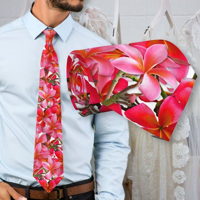 Cravate Mariage Tropical Fleurs de Frangipanier Roses pour (Créateur téléchargé)