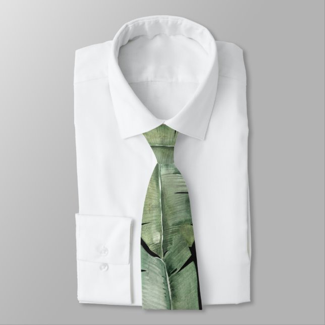 Cravate Mariage Tropical Grande Feuille de Palmier (Attaché)