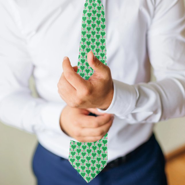 Cravate Mariage vert et rose Gingham Pickleball Prépa (Créateur téléchargé)